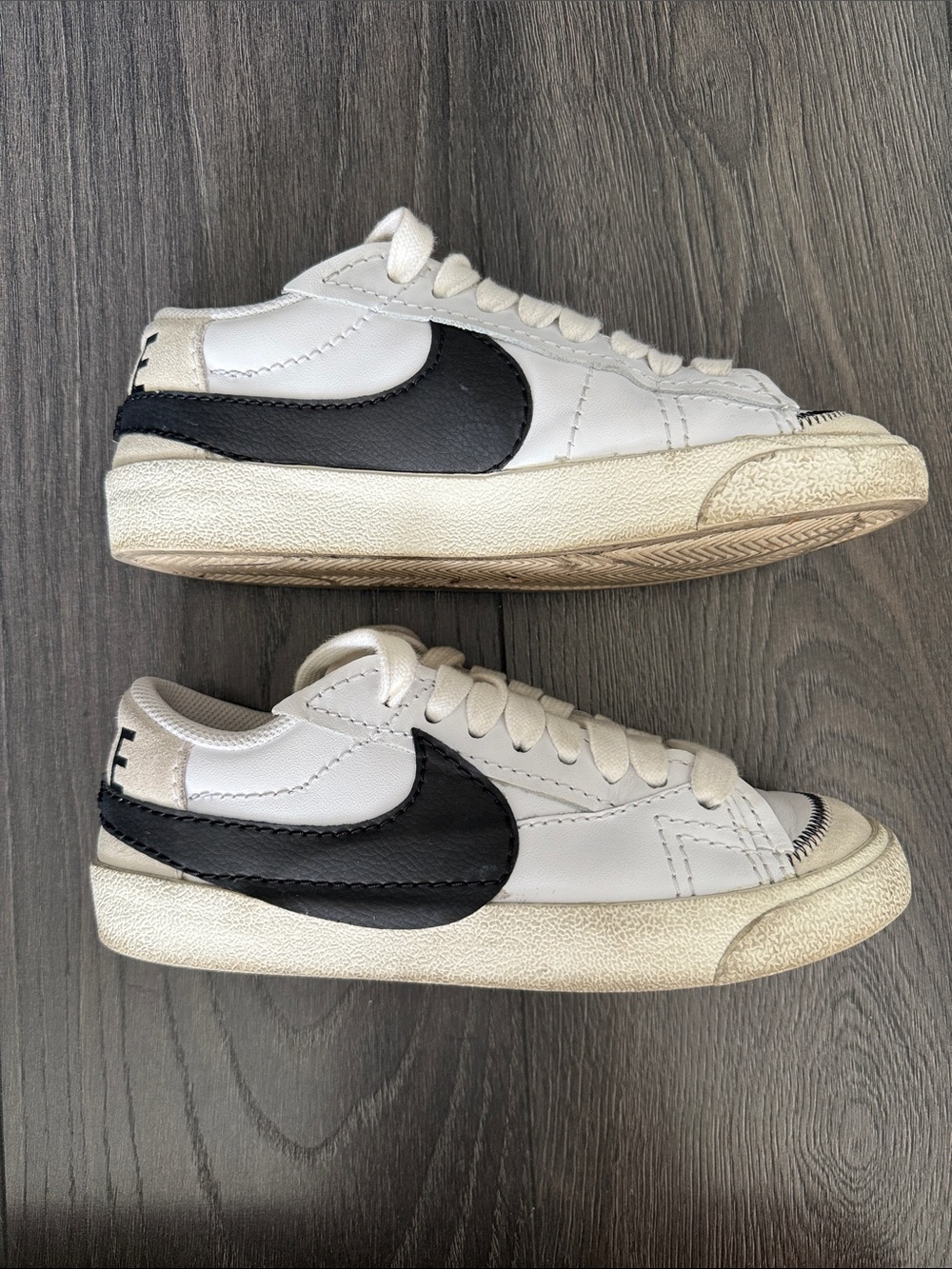 Nike Blazers White with Black Swoosh and Neon Yellow Accent